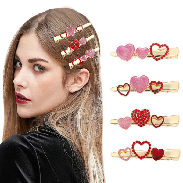 oly-8575e0797366944dfb1bfe3728c0f99d Wholesale Valentine's Day Red love hair clip fashion shiny crystal sweet heart hair accessories duckbill clip crocodile clip