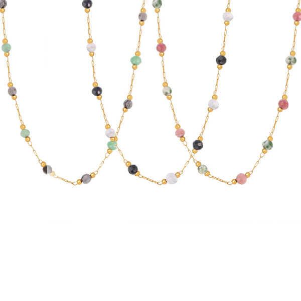 Wholesale Titanium Steel Natural Stone Handmade Beaded Double-layer Necklace