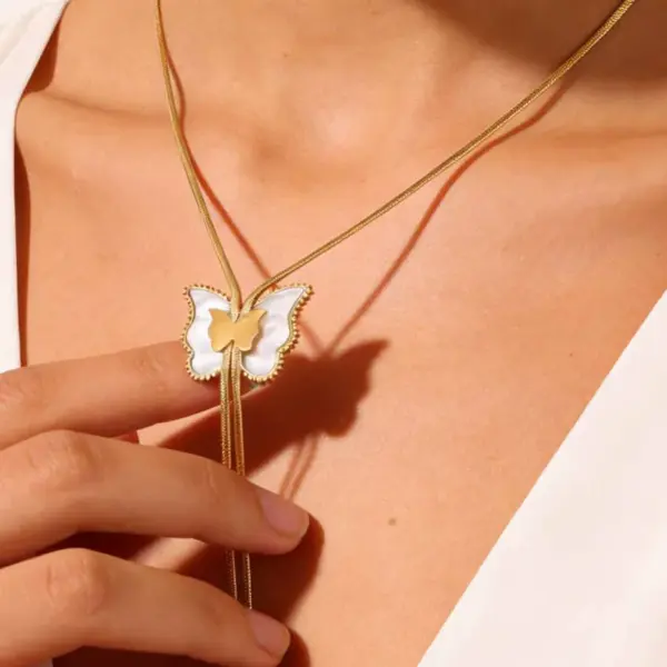 Wholesale Butterfly Necklace For Women With Waterproof Non Tarnish 304 Stainless Steel, 18K Real Gold Plated, Zircon Inlay, And Box Chain