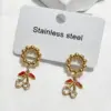 Wholesale Water Plated Imitation Gold Cherry 304 Stainless Steel Earrings For Women New Fashion Elegant Stud Earrings Circle For Shopping