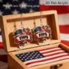 Wholesale Retro Rose Print Drop Earrings In White & Red Acrylic With 304 Stainless Steel Ear Pins For Women