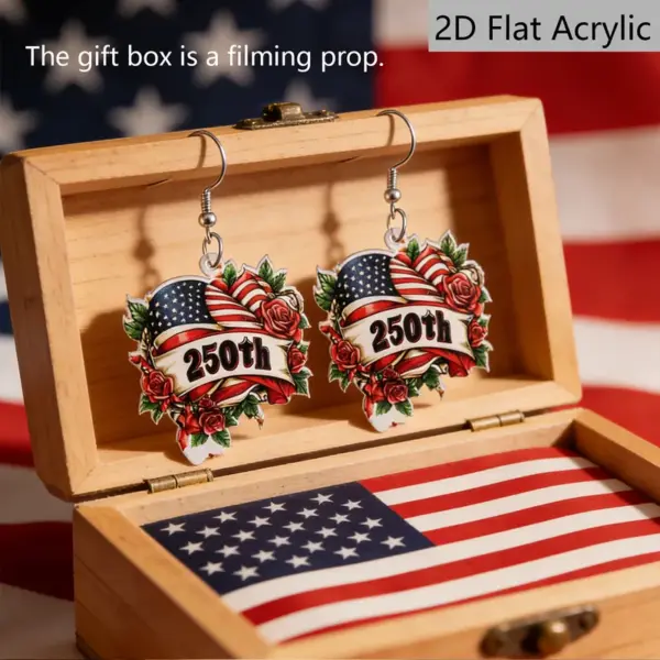 Wholesale Retro Rose Print Drop Earrings In White & Red Acrylic With 304 Stainless Steel Ear Pins For Women