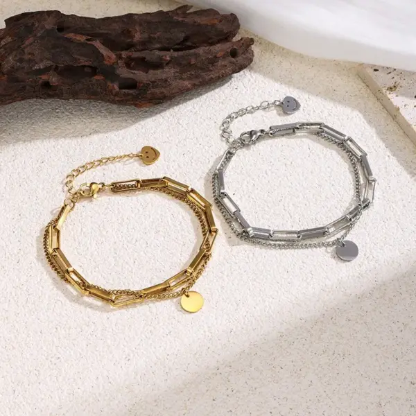 Wholesale Three-dimensional Heart Shape Bracelet For Women With 304 Stainless Steel O-Link Chain