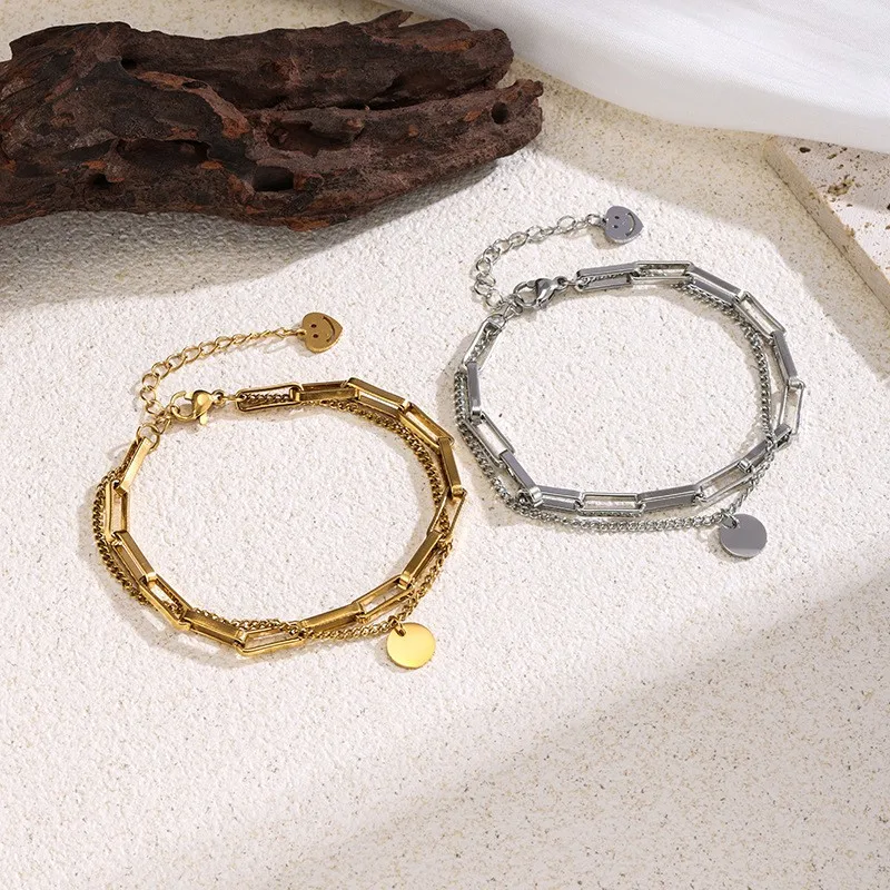 Wholesale Three-dimensional Heart Shape Bracelet For Women With 304 Stainless Steel O-Link Chain