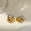 Wholesale E10 Minimalist Circle Earrings Double Layer Circle Splicing Ear Jewelry Stainless Steel 18k Gold Women's Accessories