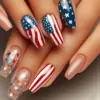 Wholesale Nail Stickers Medium Length European Style Square Star Stripes Independence Day Nail Art Plastic Roman British Retro