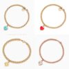 Wholesale Alloy heart-shaped enamel Buddhist prayer bead bracelet with red, blue, and pink three-color Buddhist prayer bead chain, heart-shaped lock ornament, and diamond beads.