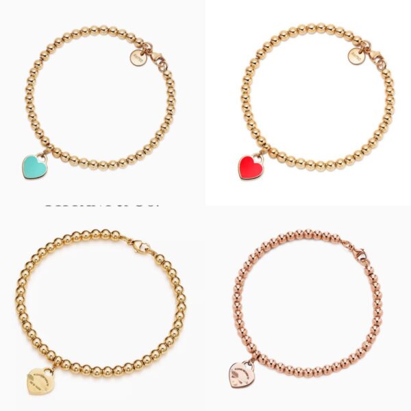 Wholesale Alloy heart-shaped enamel Buddhist prayer bead bracelet with red, blue, and pink three-color Buddhist prayer bead chain, heart-shaped lock ornament, and diamond beads.
