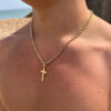 oly-85bc4b15515b4f3a2f53b1fd4dc55b28 Wholesale Tmue Men's Twist Chain Hip-Hop Trendy Stainless Steel Cross Pendant Men's Necklace