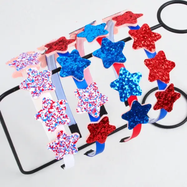 Wholesale Sequin Heart-Shaped Headband Plastic Star Headband Independence Day Party Women's Simple Four Seasons Universal