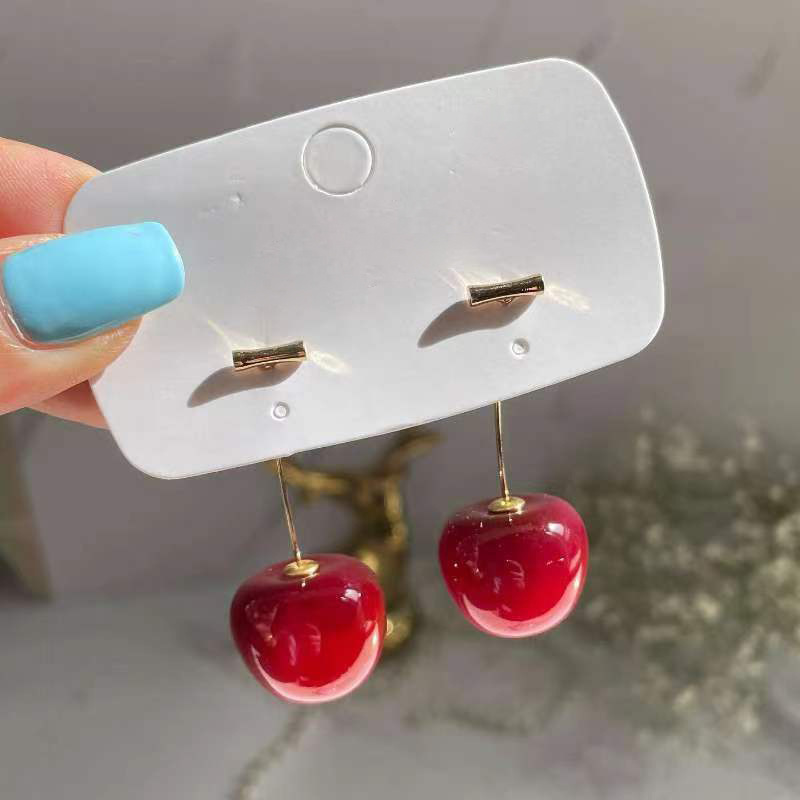 Wholesale Cross-border hot long cherries earrings ins style European and American creative design cute cherry earrings earrings