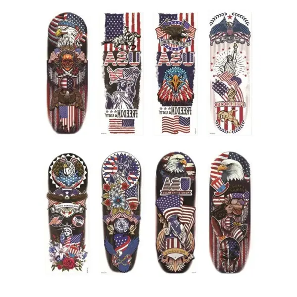 Wholesale Waterproof Full Sleeve American Independence Day Tattoo Sticker Men's Floral Arm Design Party Flag Patriotic Body Art Decal