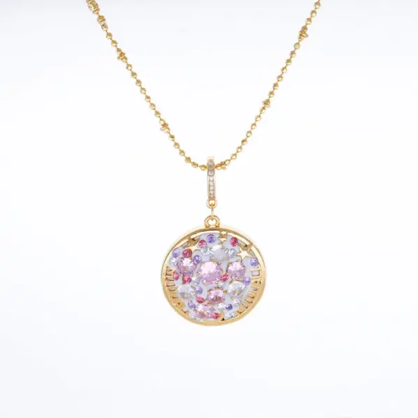 Wholesale Fashionable Luxury Colorful Zircon Universal Buckle Pendant Clay Necklace High-End Sensation Accessory Clavicle Chain Neck Chain
