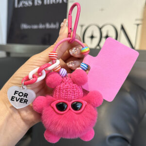 oly-8602d3bf00a091dd92ffb4c385e39b19 Wholesale Cute Rex Rabbit Fur Small Coal Ball Bag Pendant Schoolbag Ugly Stuff Doll Hanging Cartoon Doll Car Keychain