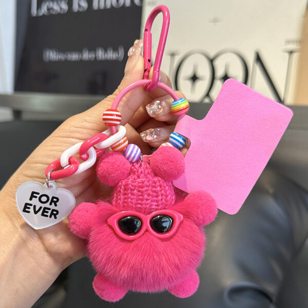 oly-8602d3bf00a091dd92ffb4c385e39b19 Wholesale Cute Rex Rabbit Fur Small Coal Ball Bag Pendant Schoolbag Ugly Stuff Doll Hanging Cartoon Doll Car Keychain