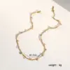 Wholesale French Line Wrapped Colorful Zircon Heart-Shaped Mixed Color 18K Gold Plated 304 Stainless Steel Vacuum Electroplated Necklace For Women Clavicle Chain Snake Chain