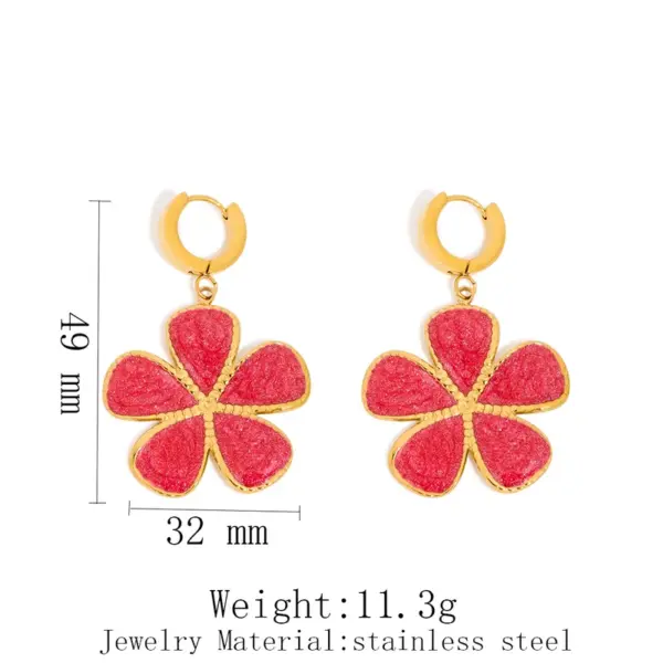Wholesale Flowers Plasma Earrings For Women In 304 Stainless Steel With 18K Real Gold PVD Coated Plating And 0.03µm Thickness