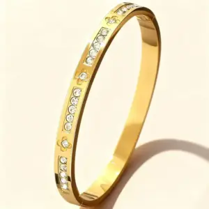 47-B-8 Gold Four-leaf Clover Diamond Bracelet