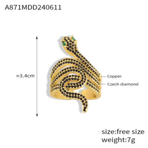 A871-Gold Black Diamond Ring / No. 7