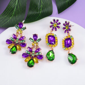 Wholesale carnival earrings classic three-color diamond earrings in style fashion personality