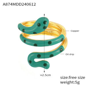 A874-Gold light green Oil Drop Ring / No. 7