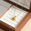 Wholesale Heart Shape Electroplated Necklace For Women In 201 Stainless Steel With Golden Plated Finish And Zircon Inlay On Snake Chain