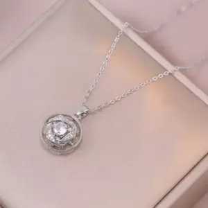 X3473 Steel Rotating Flower Necklace