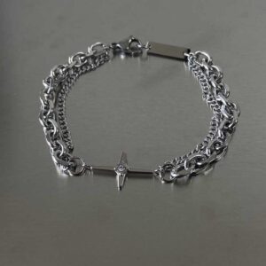oly-8640ec0c7370e9f986886d9c38417ca3 Wholesale Light Luxury Cross Diamond-encrusted Double-layer Bracelet Trendy Men's Ins Niche Design Hip-hop Simple All-match Accessories Women