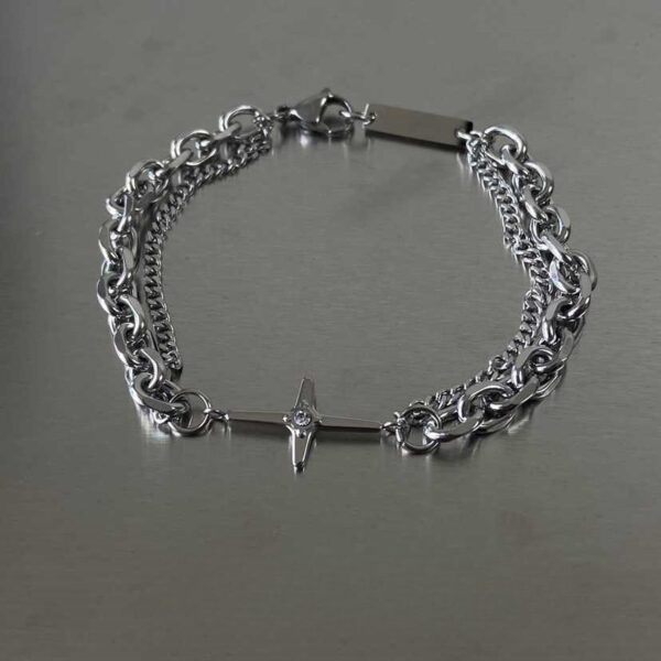 oly-8640ec0c7370e9f986886d9c38417ca3 Wholesale Light Luxury Cross Diamond-encrusted Double-layer Bracelet Trendy Men's Ins Niche Design Hip-hop Simple All-match Accessories Women