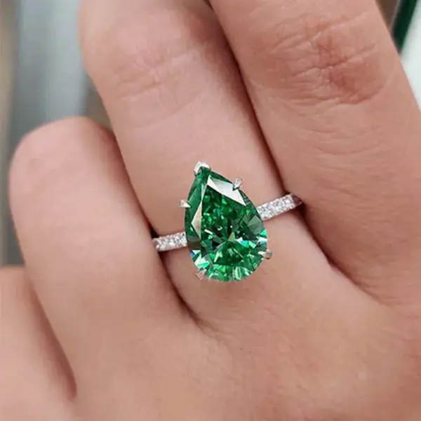 Wholesale Geometric Claw Setting Ring For Women In Copper With White K Water Plating And Zircon Inlay