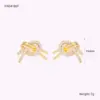 Wholesale Geometric Electroplated Copper Earrings For Women With Zircon Inlay And Water Plating Finish