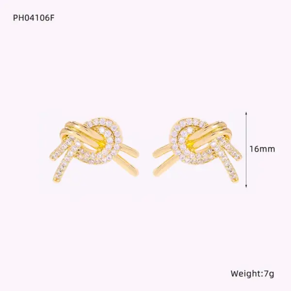 Wholesale Geometric Electroplated Copper Earrings For Women With Zircon Inlay And Water Plating Finish