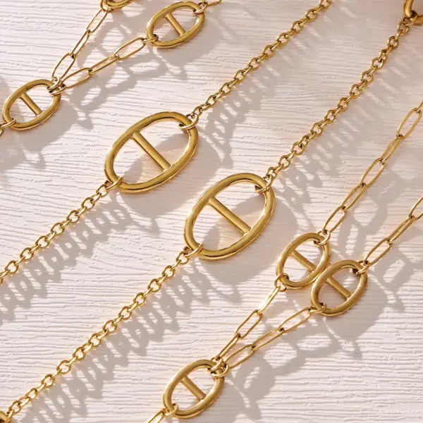 Wholesale Geometric Y-Necklace Lariat Necklace For Women In 304 Stainless Steel With PVD Coated 18K Gold Plating Featuring Waterproof Non Tarnish Finish