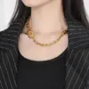 Wholesale 304 Stainless Steel Geometric PVD Coated 18K Real Gold Plated Fashion Waterproof Non Tarnish Plating O-shaped Chain Gold Bracelets Necklace