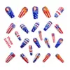 Wholesale Nail Stickers Blue Series Independence Day Grid Retro Square Fake Nail Decoration Metal Stars