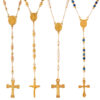 Wholesale British Style Niche Retro Rosary Cross Design Sense Figure Round Brand Pendant Design Sense Light Luxury Titanium Steel Necklace