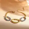 Wholesale Two Tone Irregular Jewelry Set For Women With 18K Real Gold Plated 304 Stainless Steel And PVD Coated Paperclip Chain
