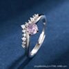 oly-866dbaad7bdac6785822f9b88792409a Wholesale S925 sterling silver platinum plated 50 points moissanite women's ring light luxury Princess Crown sweet Valentine's Day gift