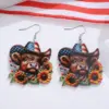 oly-8674244222adfa8c625b9e9c7191e500 Wholesale Retro Multicolor Acrylic Cattle Print Drop Earrings For Women With 304 Stainless Steel Ear Pins