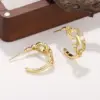 Wholesale Hypoallergenic Letter Stud Earrings For Women In Copper With KC Golden UV Plating And Zircon Inlay