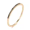 Wholesale New Simple Black Zircon Ring 585 Rose Gold Plain Ring Versatile Women's Finger Ring Luxury Style Geometry Pattern