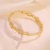 Wholesale Geometric Electroplated Copper Bangle For Women With Zircon Inlay And Water Plating Gold Process