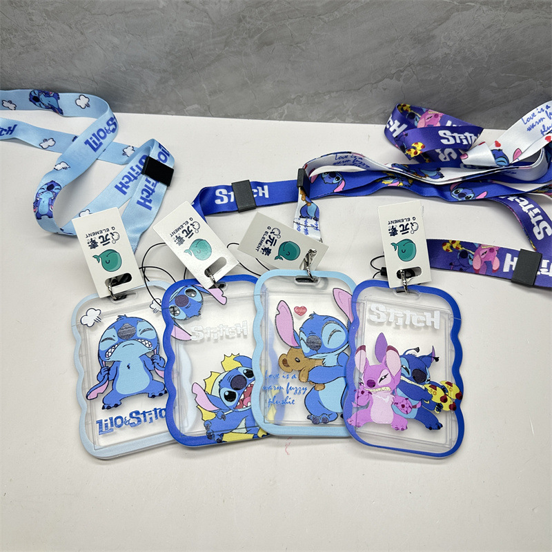 Wholesale Foreign Trade Stitch Transparent Student Card Set Star Baby Stitch Children's Lanyard Bus Card Certificate Dinner Card