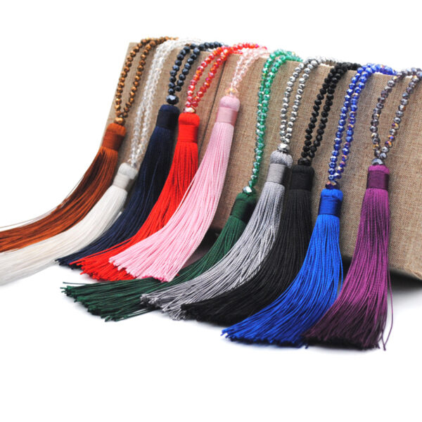 Wholesale Jewelry Colorfulful Crystal Necklace Sweater Chain Women's High-End Long Tassel Necklace Necklace