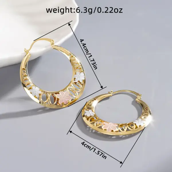 Wholesale Three-dimensional Flowers Earrings For Women In Copper With KC Golden Water Plating And 0.03µm Thickness