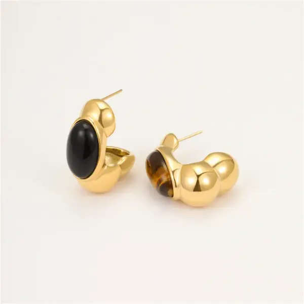 Wholesale PVD Coated Real Gold Plated Oval 304 Stainless Steel IG Style Vintage Style Simple Style Waterproof Non Tarnish Ear Studs