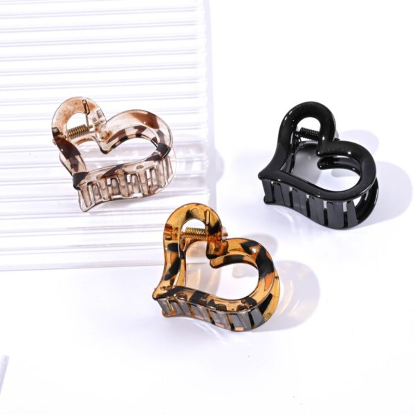 oly-86e47f53d8b0d6a53a321d12ffb13e92 Wholesale Leopard Point Transparent Color Love Valentine's Day Clip 5cm small size Women's High Cranial Top Hair Accessories