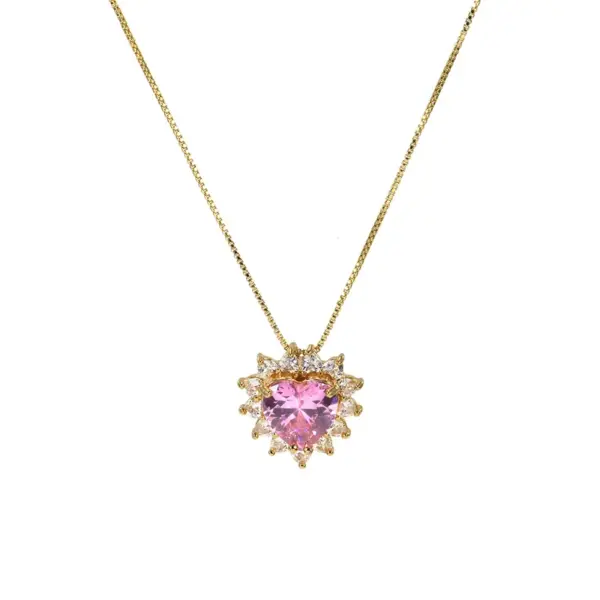 Wholesale 1 Piece Elegant Luxurious Shiny Heart Shape Polishing Plating Inlay Copper Zircon Pendant Necklace