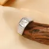 Wholesale Geometric Women’s Rings In 304 Stainless Steel With Waterproof Non Tarnish PVD Coated White K Plated Finish And Zircon Inlay