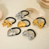 Wholesale Stainless Steel Metal Hair Ring High-grade Rubber Band Head Rope Love Bow Horsetail Hair Rope Women